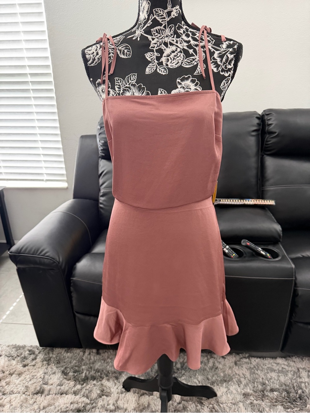 Express Dusty Rose Tie-Shoulder Mini Dress
